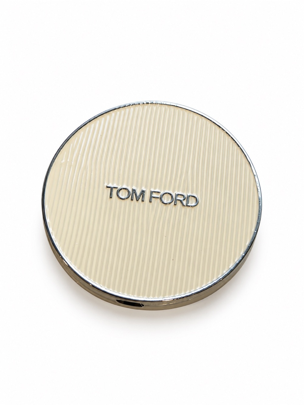 Tom Ford Cream and Silver Round Compact Case